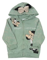 Khaki vzorovaná prepínaci mikina s Minnie a kapucňou Disney
