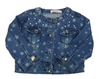 Tmavomodrá rifľová bunda s hviezdičkami