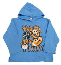 Modrá mikina s obrázkami a kapucňou H&M