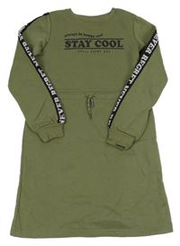 Khaki teplákové šaty s nápisom Y.F.K.