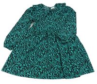 Zeleno-černé vzorované šaty s límečkem Next