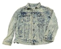 Modro-béžová plesňová rifľová bunda s kapsičkami