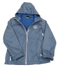 Modrá melírovaná softshellová bunda s kapucí 