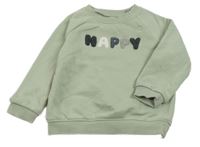 Zelená mikina s nápisom Tu