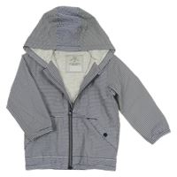 Tmavomdoro-bílá pruhovaná šusťáková jarní bunda s kapucí George