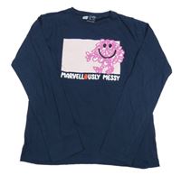 Tmavomodré tričko s potlačou