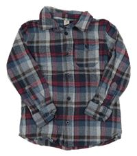 Tmavomodro-červená kostkovaná košile Tu