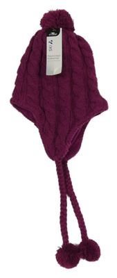 Nové - tmavoružová vzorovaná pletená funkčná čapica s brmbolcom Crane