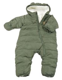 Khaki šušťáková zimná kombinéza s kapucňou H&M