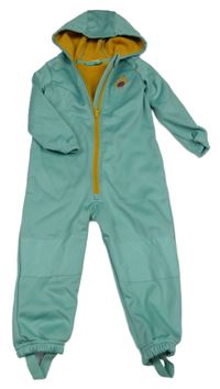 Zelená softshellová kombinéza s příšerkou a kapucí 