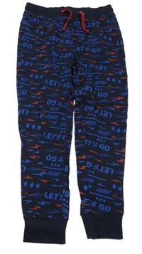 Tmavomodré pyžamové kalhoty s nápisy 