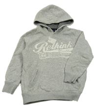 Sivá melírovaná mikina s nápisom a kapucňou