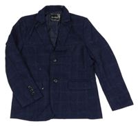 Tmavomodré kockované spoločenské sako