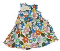 Nové - bílo-barevné květované lehké šaty 