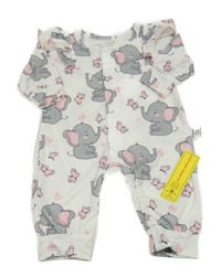 Nové - bielo-sivý overal so slonmi Shein