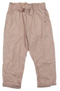 Světlerůžové plátěné kalhoty s výšivkou srdíčka H&M