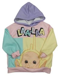 Žlto-fialovo-zelená pastelová mikina s Teletubbies a kapucňou shein