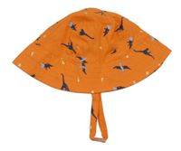 Oranžový klobúk s dinosaurami