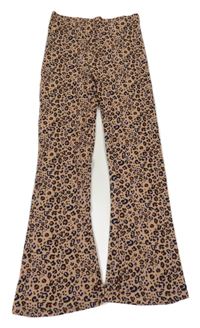 Hnedo-čierne leopardí rebrované flare legíny George