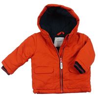 Červená šušťáková zateplená bunda s kapucňou Primark