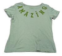 Zelenošedé tričko s nápisom Primark