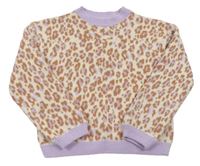 Krémovo-hnědo-lila sveter s leopardím vzorom M&S