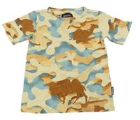 Béžovo-modré army tričko s velbloudy Snurk