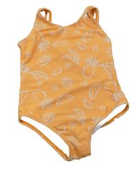 Oranžové jednodielne plavky s ovociem zn. Primark
