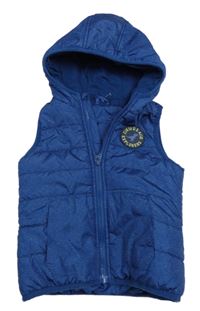 Tmavomodrá šušťáková zateplená vesta s dinem a kapucňou Impidimpi