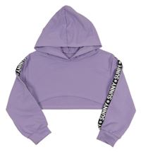 Lila crop mikina s nápismi a kapucňou