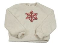 Biela plyšová mikina s vločkou z flitrů Shein