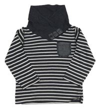 Tmavomodro-bílé pruhované triko s límcem Topomini