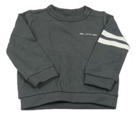 Antracitová mikina s nápisom a pruhmi C&A