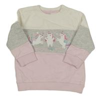 Bielo-sivo-ružová mikina s jednorožcami Dopodopo