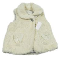 Nové - Smotanová kožušinová podšitá vesta s mašľami Matalan