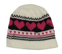 Bielo-čierno-ružová čapica so srdiečkami