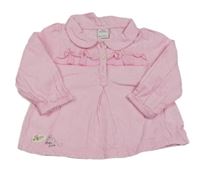 Světlerůžová puntíkatá halenka s volánkem a límečkem S. Oliver