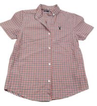 Červeno-tmavomodro-bílá kostkovaná košile Next