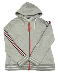 Svetlošedá -modro-červená prepínaci mikina s kapucňou