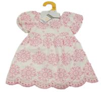 Nové - Bílo-růžové květované perforované šaty Primark