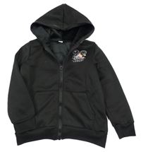 Černá propínací zateplená mikina s potiskem a kapucí - Disney