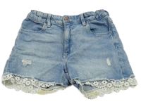 Světlemodré riflové kraťasy s krajkou Denim Co.