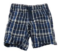 Tmavomodro-biele kockované plátenné kraťasy Topolino