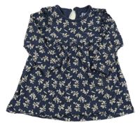 Tmavomodro-béžové kvetované šaty F&F