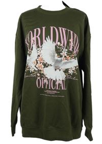 Nové - Pánská khaki mikina s potiskem Zara 