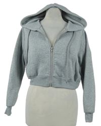 Dámská šedá crop propínací mikina s kapucí Shein 