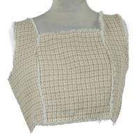 Dámský béžovo-bílý kostkovaný crop top Shein 