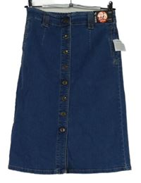 Nové - Dámska modrá rifľová prepínaci midi sukňa TU