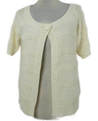 Dámsky smotanový svetrový cardigán s krátkým rukávom TU