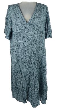 Dámske světlemodro-čierne vzorované midi šaty Papaya